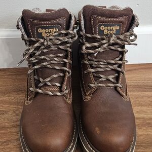 *Brand New*Georgia Boot Womens's Dark Brown Lace-Up Boots